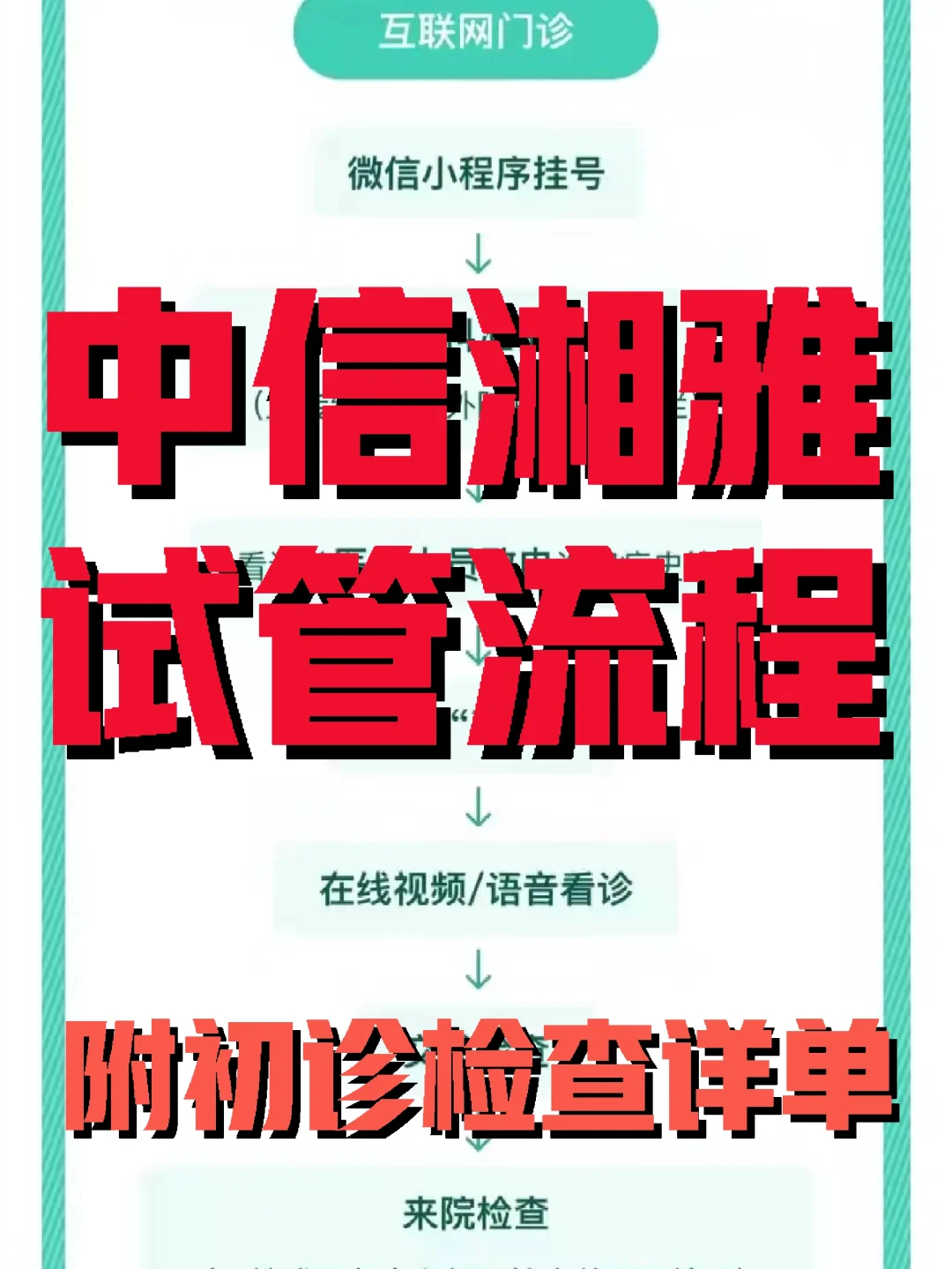 中信湘雅 试管流程 附初诊检查详单
